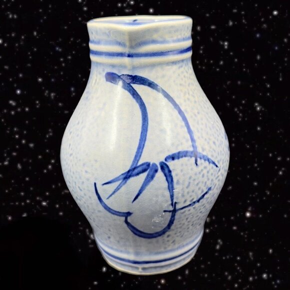 Staffel Stoneware Pitcher W Germany Cobalt Blue Salt Glaze Pottery Stoneware 5”T - Picture 4 of 10